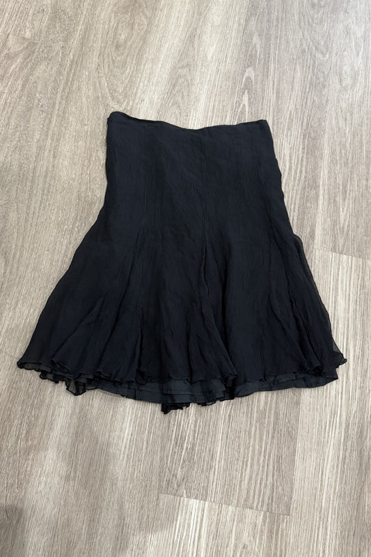 Vintage Handkerchief-hem Midi Skirt Black
