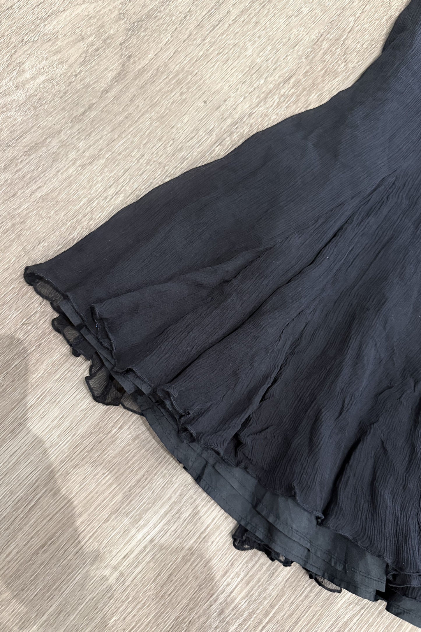 Vintage Handkerchief-hem Midi Skirt Black