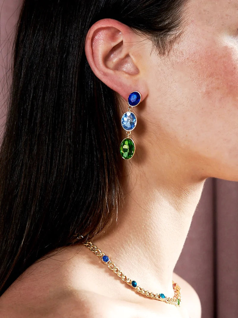 Aubrie Blue Gem Drop Earrings