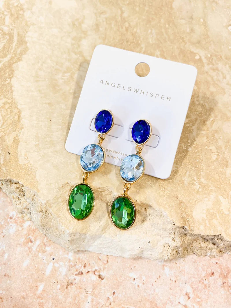 Aubrie Blue Gem Drop Earrings