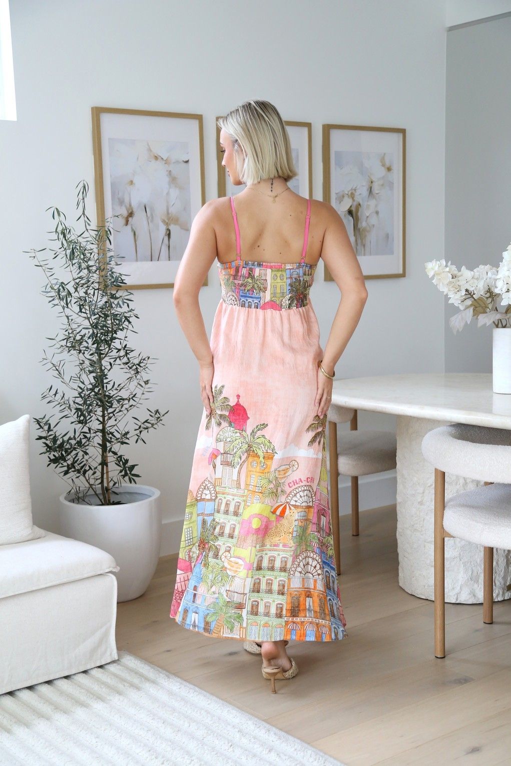Dana Palm Maxi Dress Peach