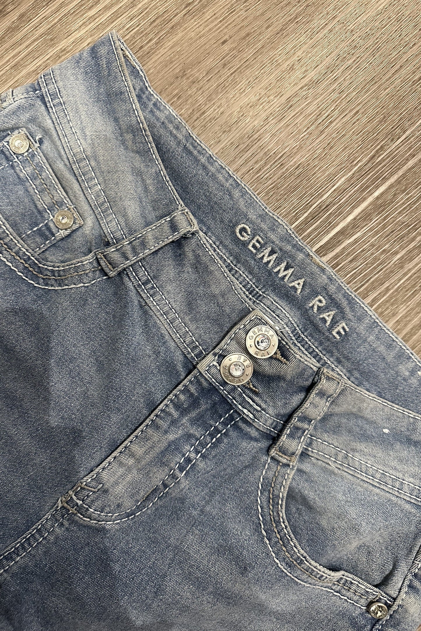 Vintage Embroidered Low Rise Bootcut Gemma Rae Floral Gem Jeans