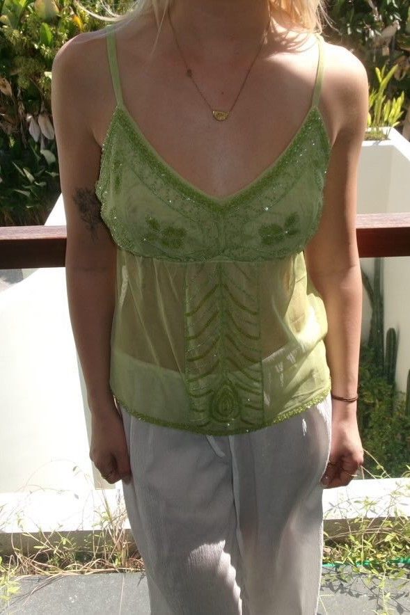 Harmony Beaded Top Green