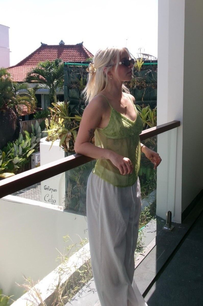 Harmony Beaded Top Green