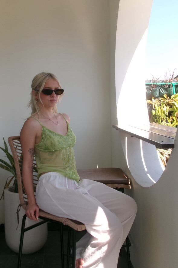 Harmony Beaded Top Green