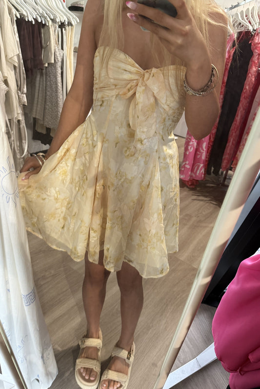 Heidi Tie Front Mini Dress Yellow