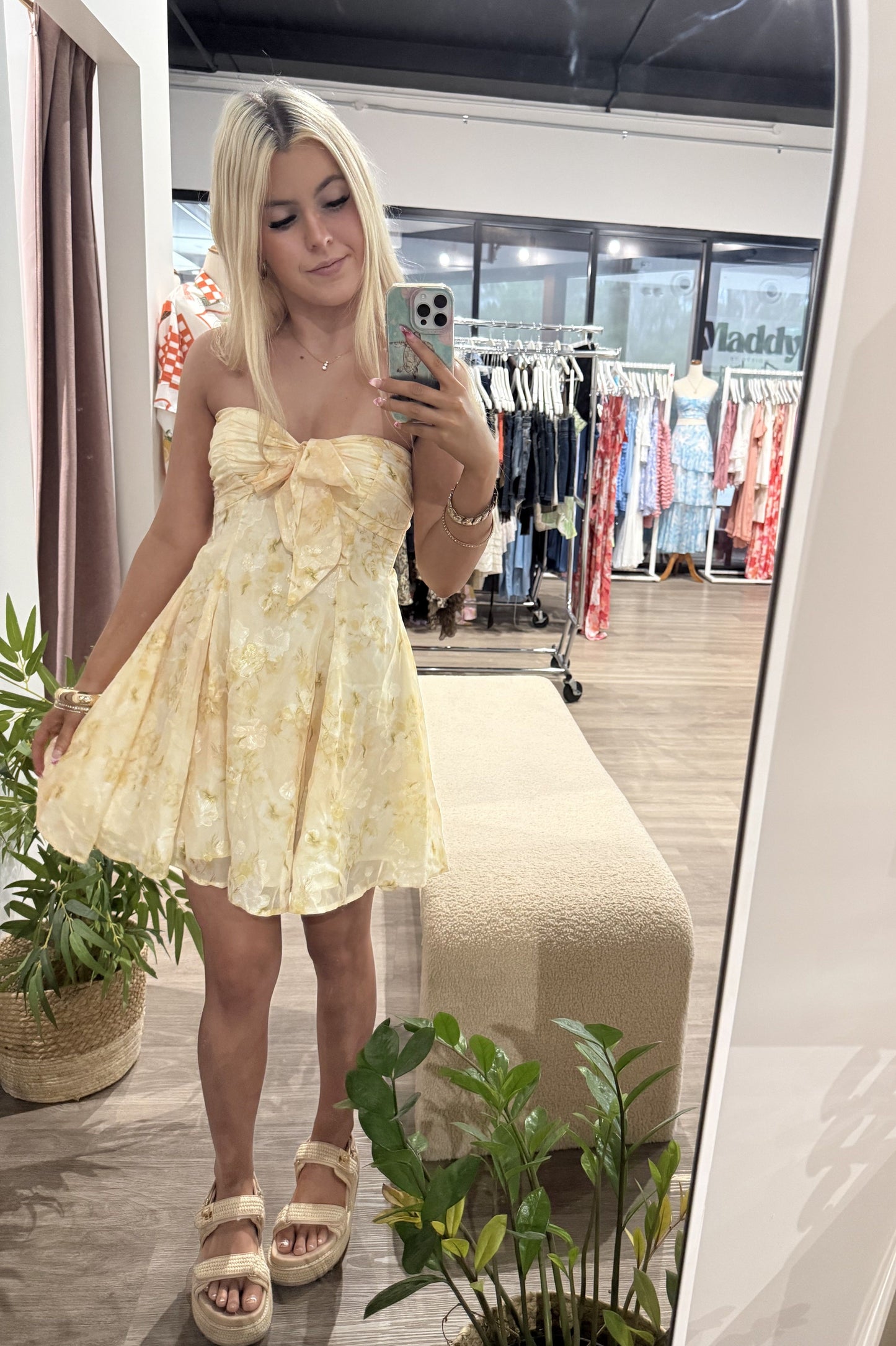 Heidi Tie Front Mini Dress Yellow