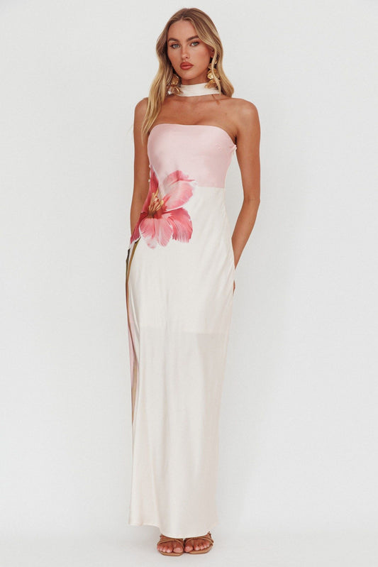 Hibiscus Strapless Maxi Dress