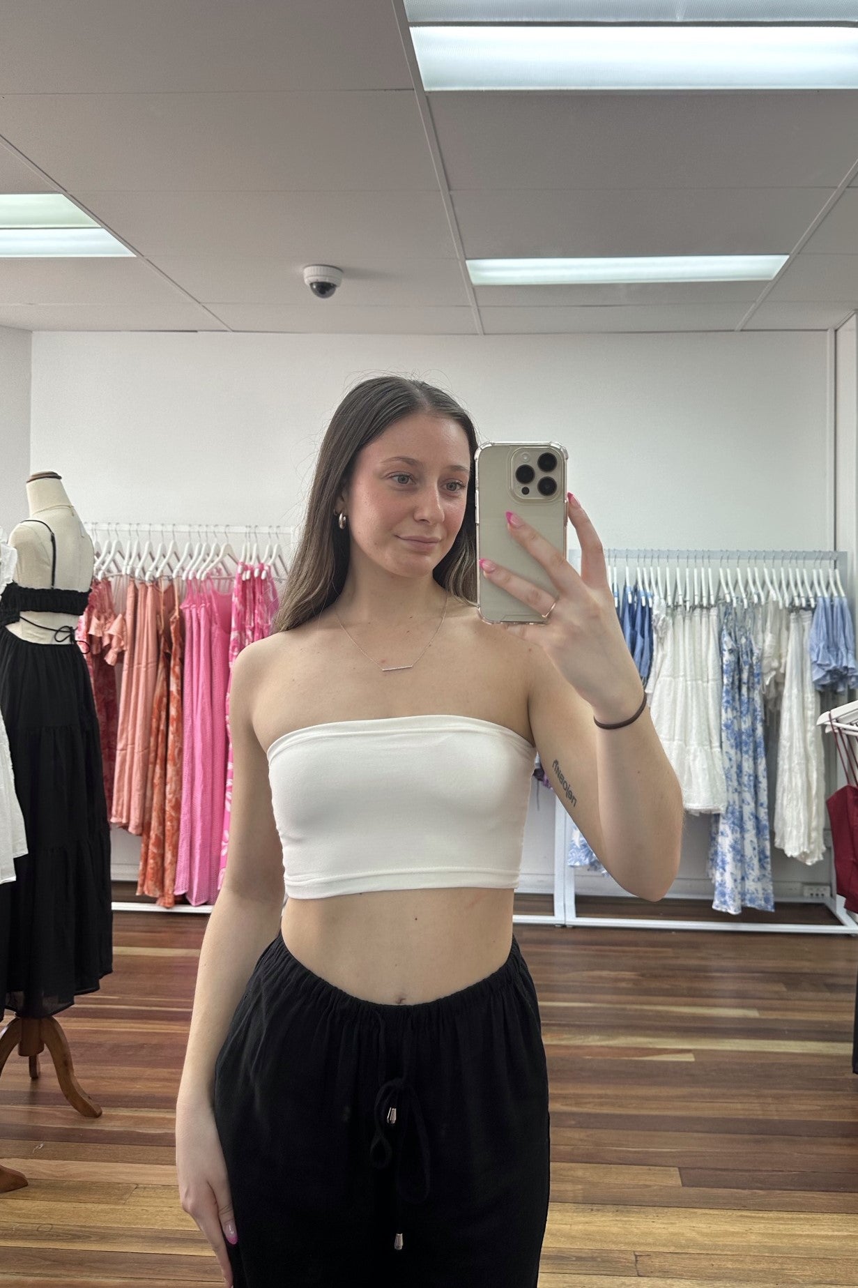 Janelle Basic Strapless Crop Top White