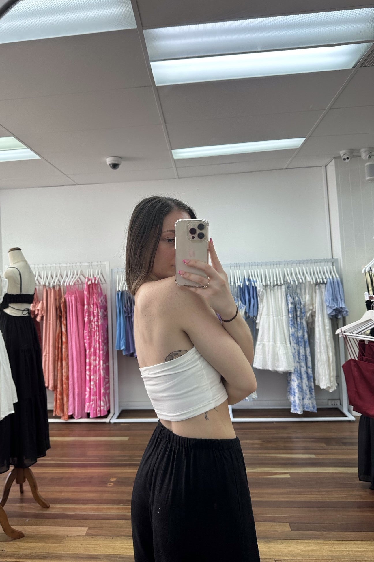 Janelle Basic Strapless Crop Top White