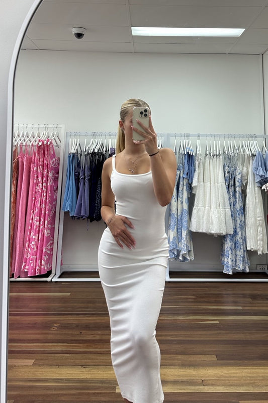 Jaycee Ribbed Maxi Dress White