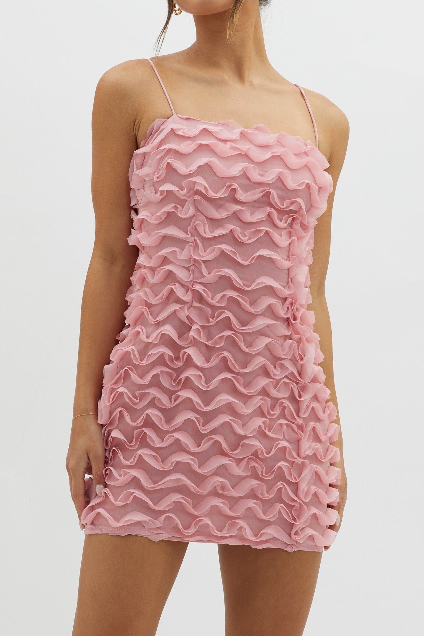 Karla Mini Dress Ruffle Pink