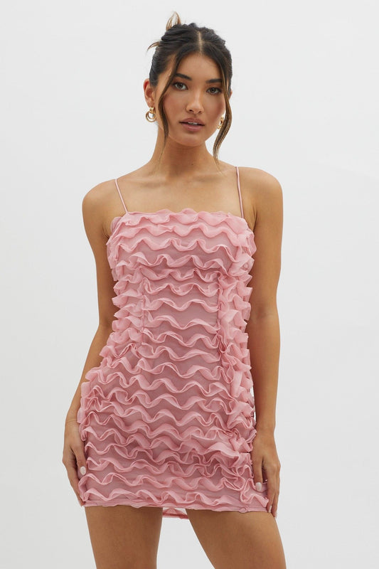 Karla Mini Dress Ruffle Pink