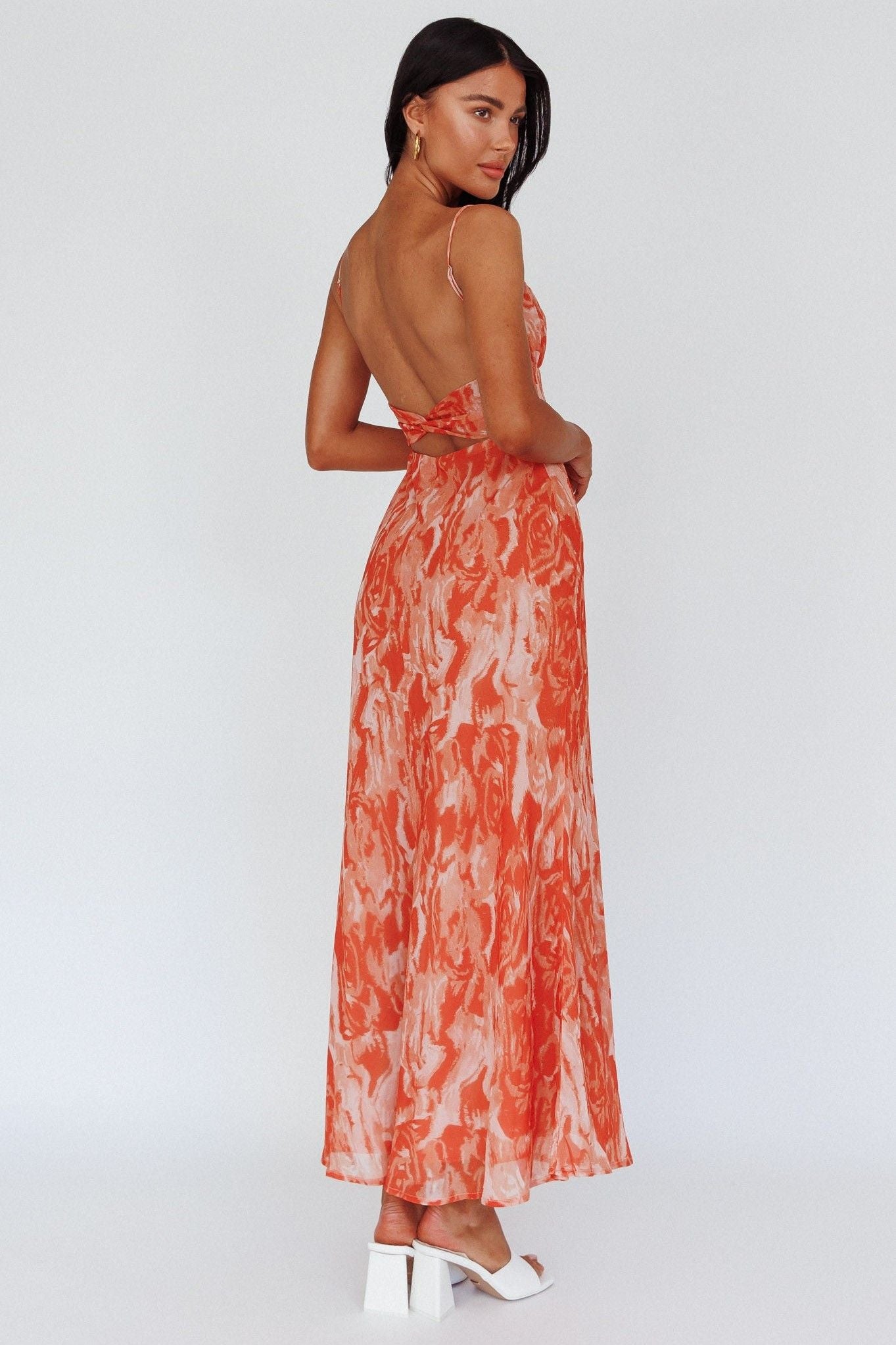 Kyla Shirred Bust Maxi Dress Digital Orange