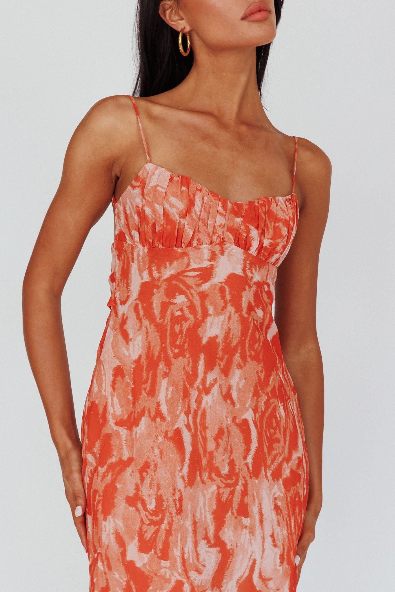 Kyla Shirred Bust Maxi Dress Digital Orange