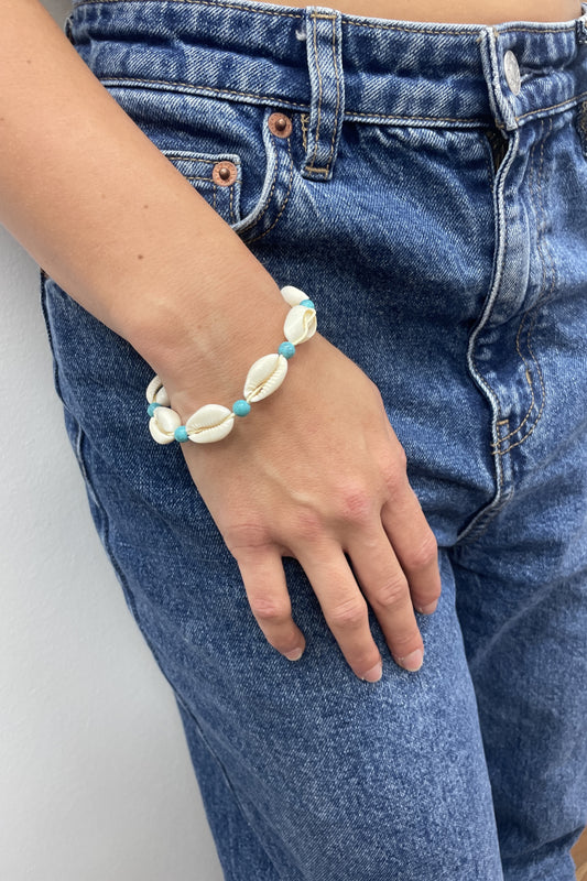 Lorelai Shell Blue Bead Bracelet