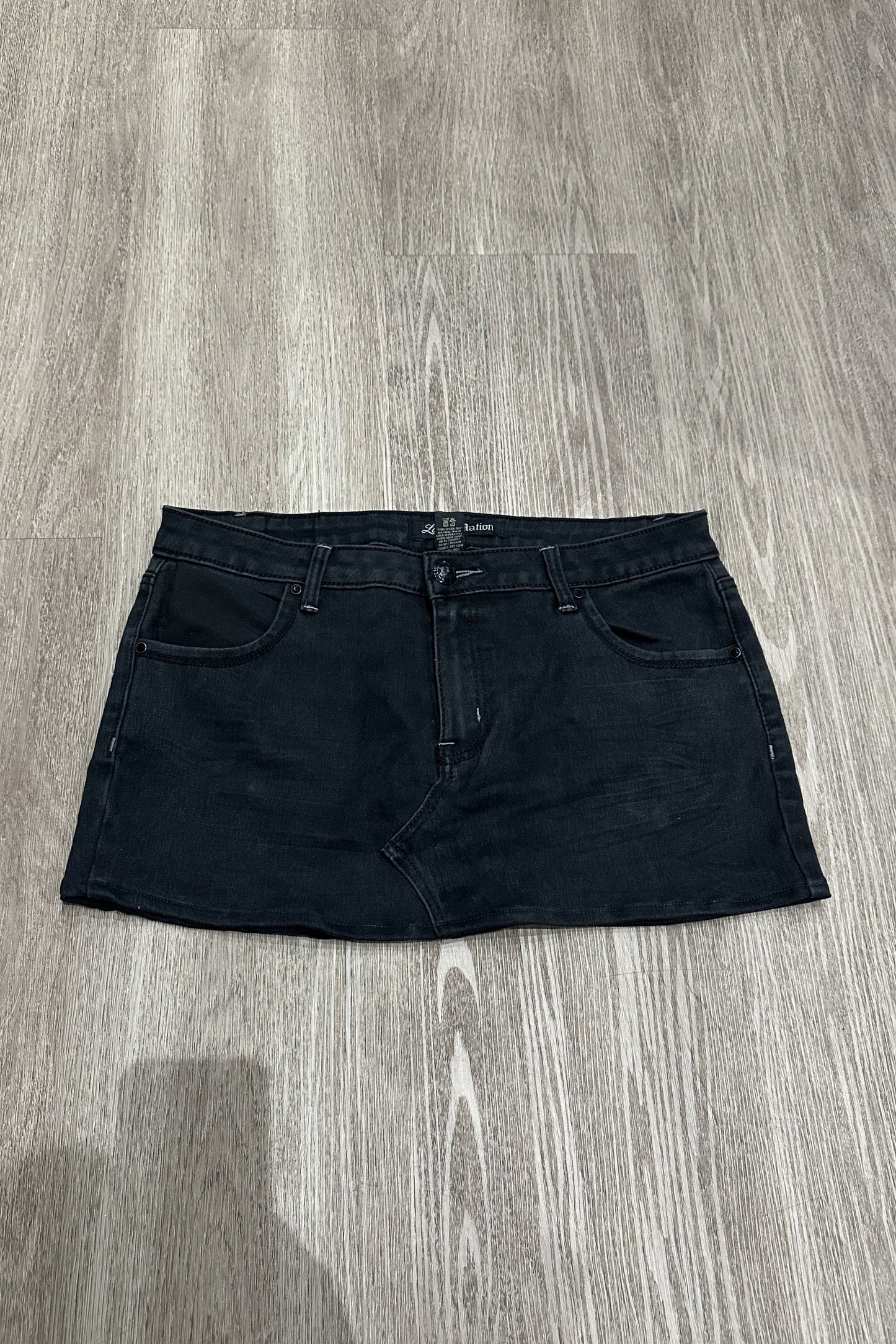 Vintage Love Nation Sequin Denim Mini Skirt Black
