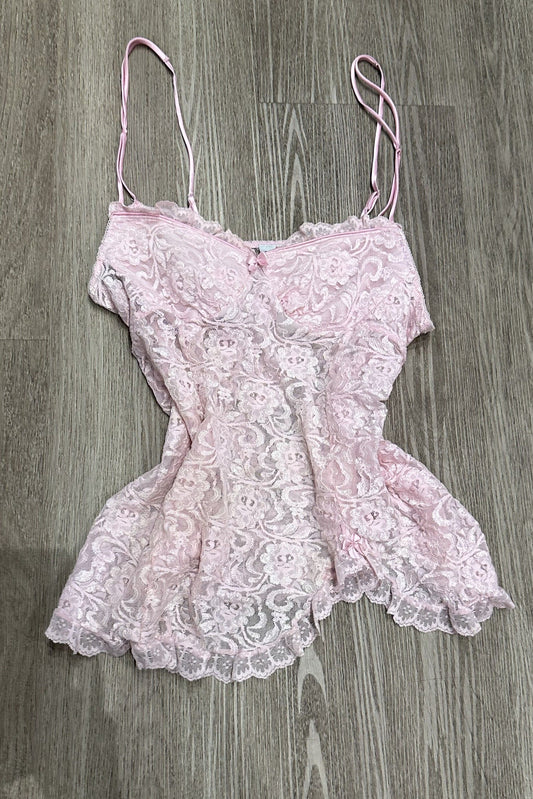 Vintage Maidenform Lace Cami Top Pink