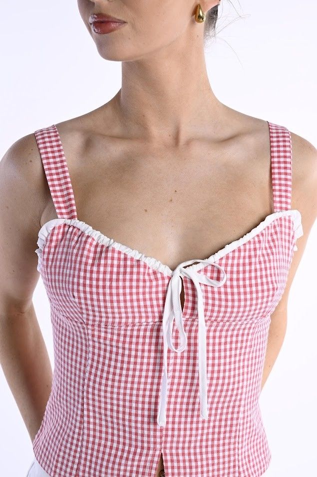 Manhi Gingham Top Red