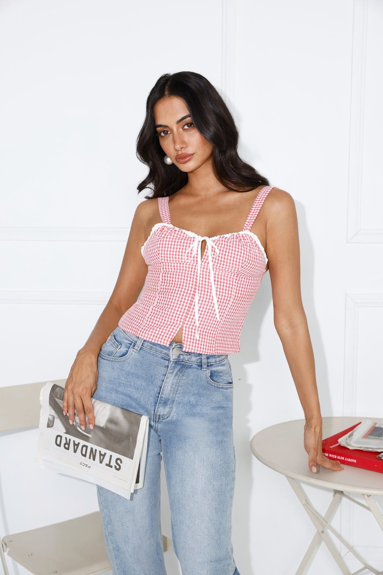 Manhi Gingham Top Red