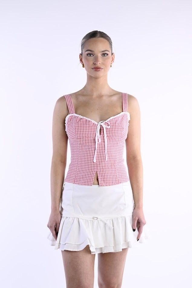 Manhi Gingham Top Red
