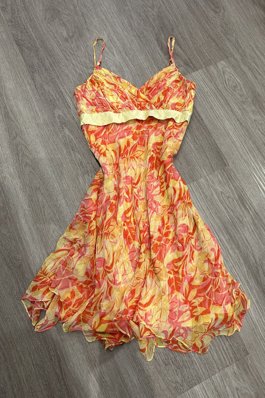 Vintage DONNA RICCO Midi Dress Yellow Red