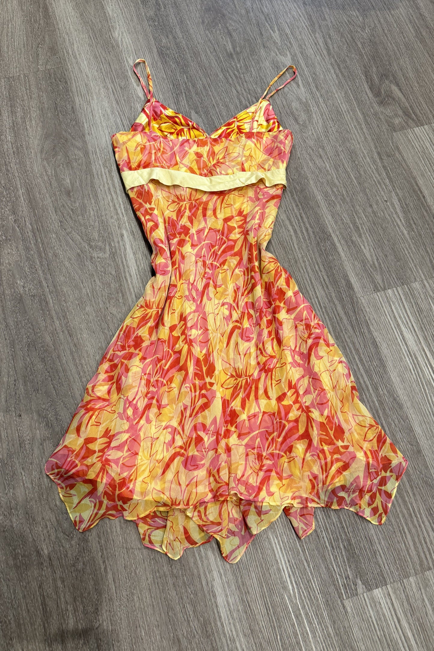 Vintage DONNA RICCO Midi Dress Yellow Red