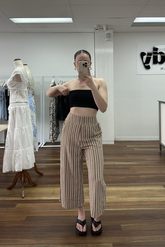 Peyton Wide Leg Pants Stripe Brown