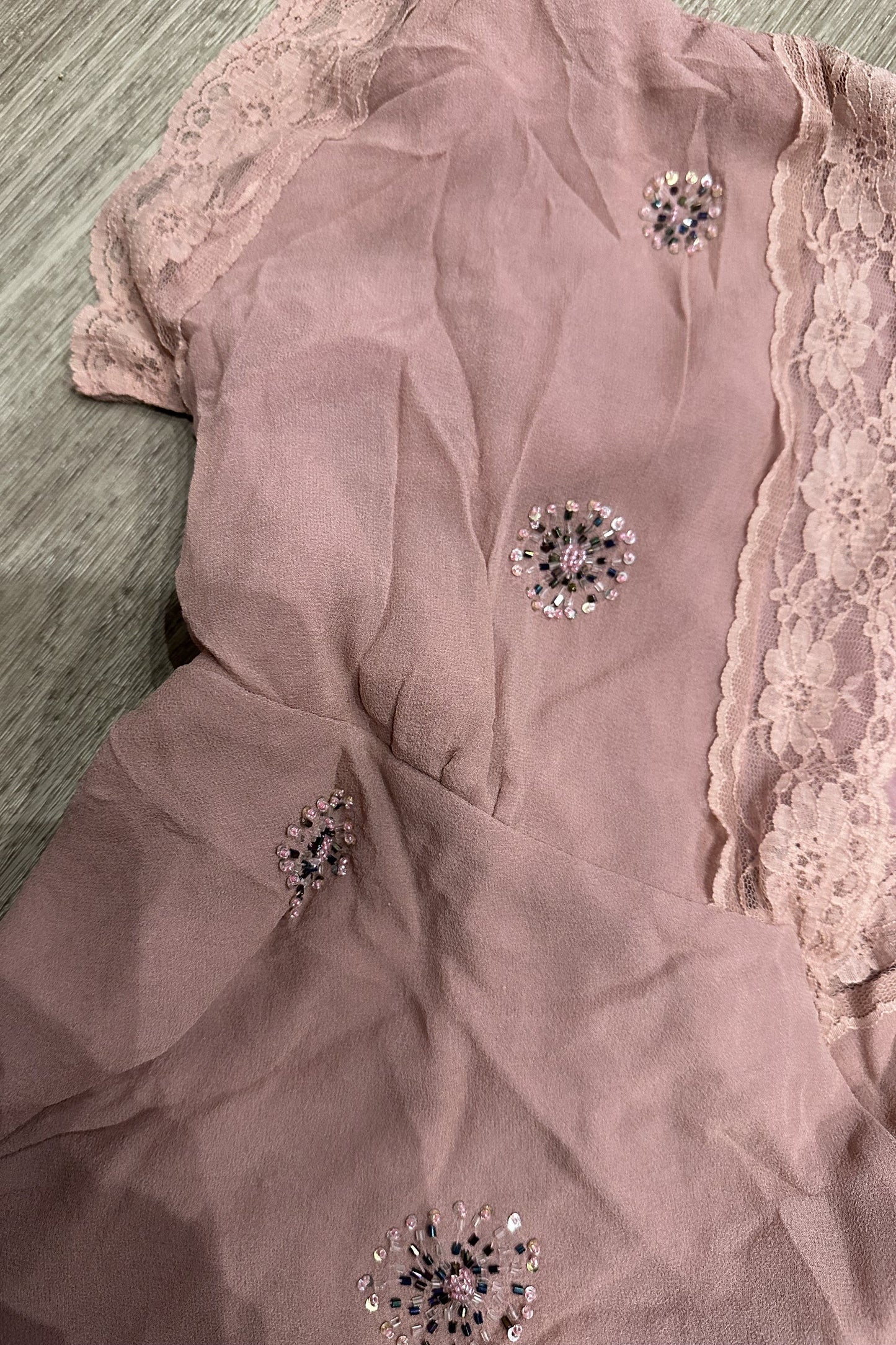 Vintage Carole Little Beaded Short Sleeve Top Pink