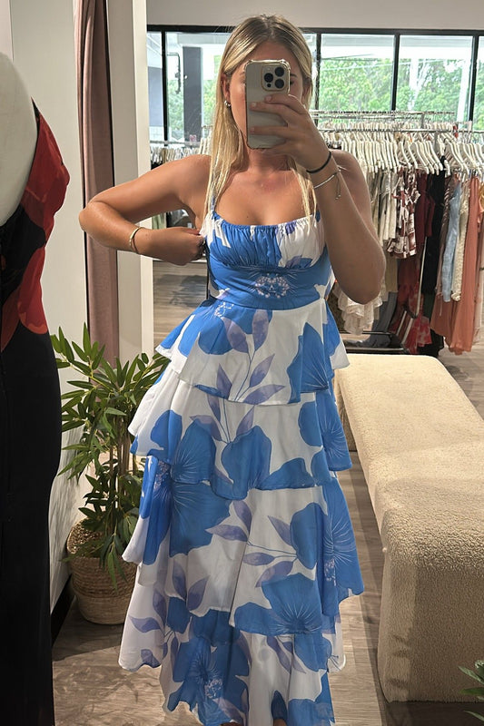 Rachelle Tiered Maxi Floral Blue/Purple