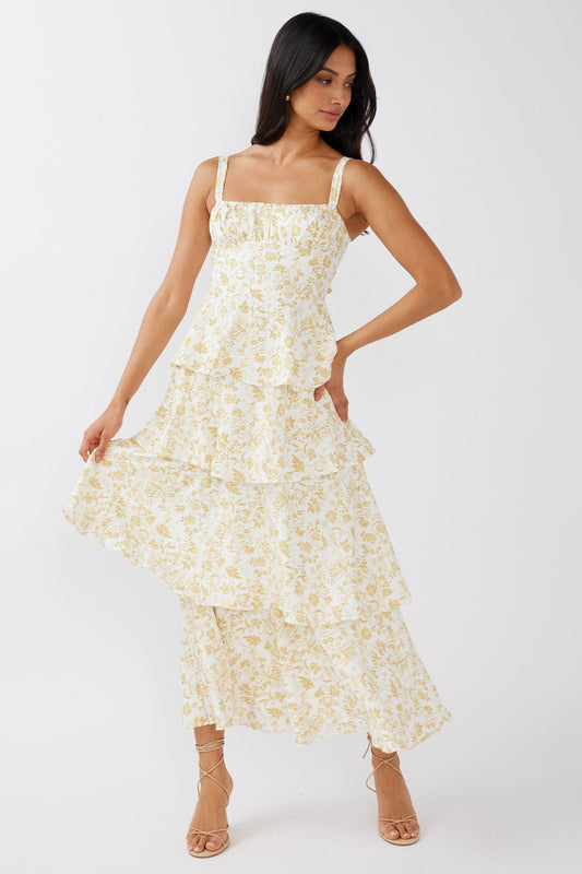 Rachelle Tiered Maxi Floral Yellow