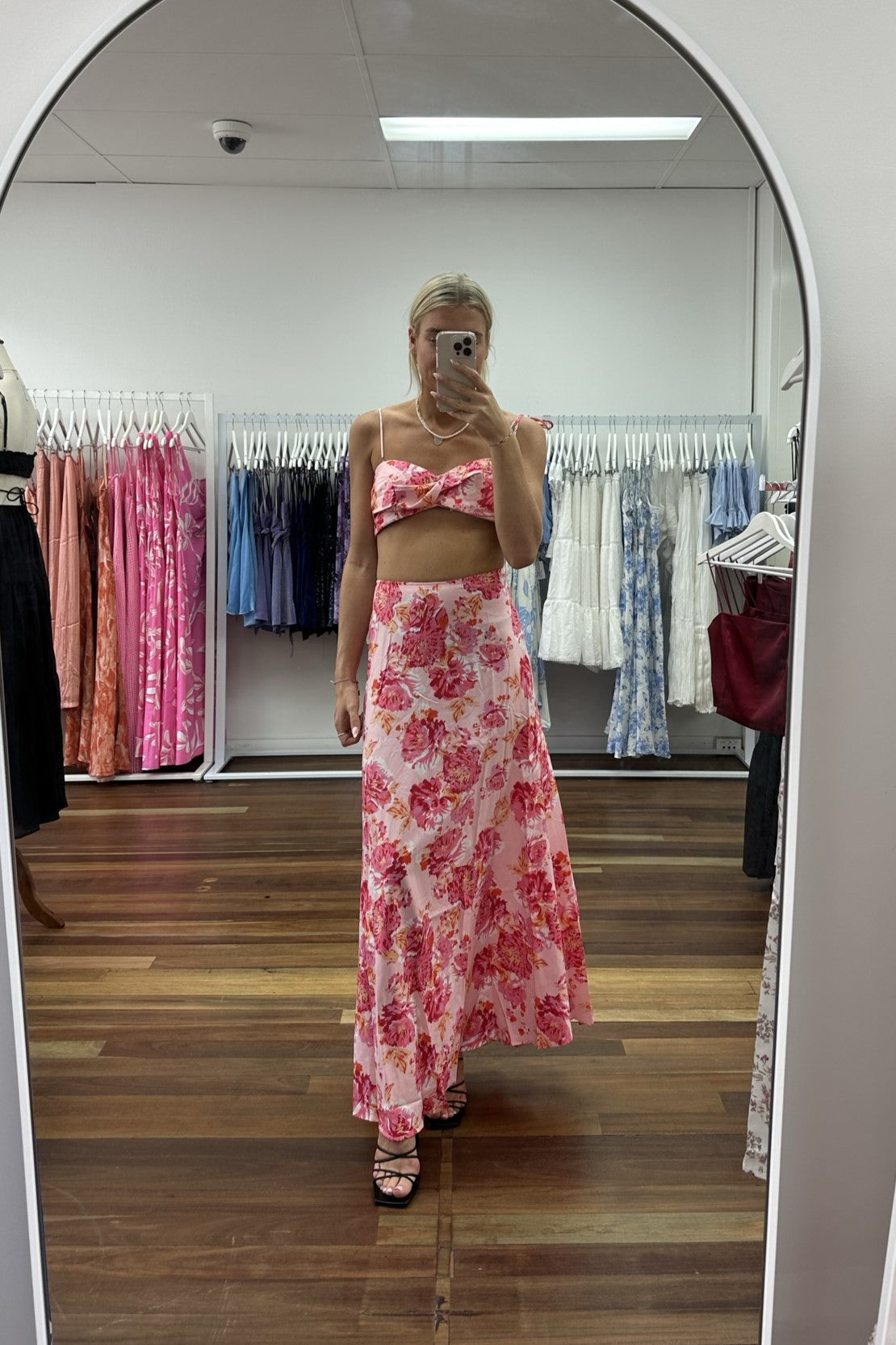 Rosa Mid Waisted Maxi Skirt Floral Pink