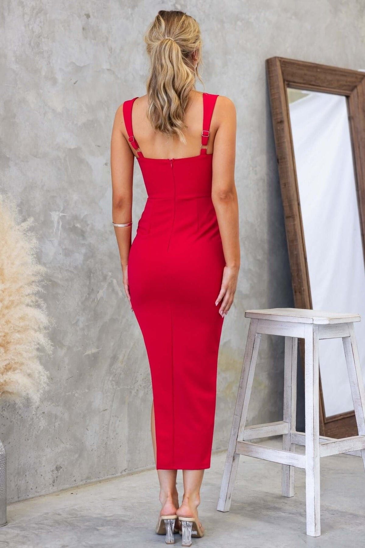 Sabrina Midi Dress Red