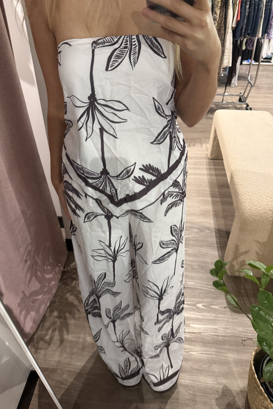 Sharn Palm Pants Wide Leg White Black