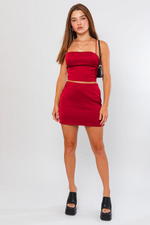 Capri Mini Skirt Satin Red