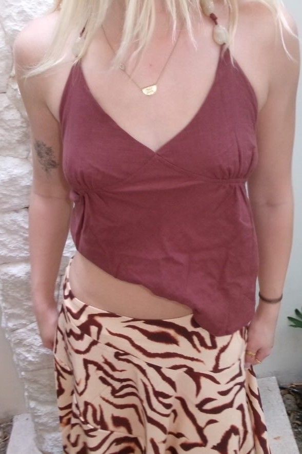 Tia Beaded Halter Top Brown
