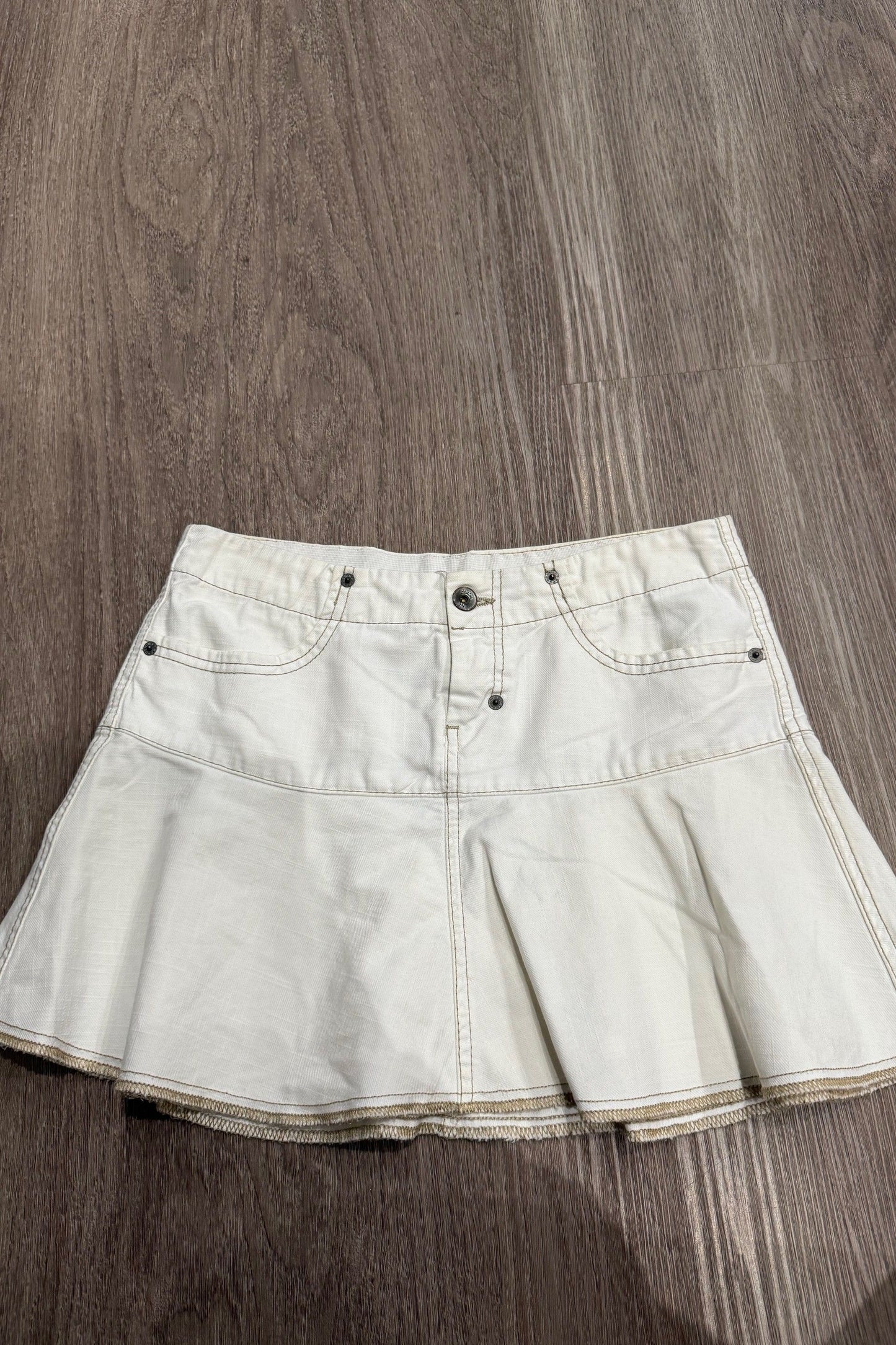 Vintage denim mini skirt white #6