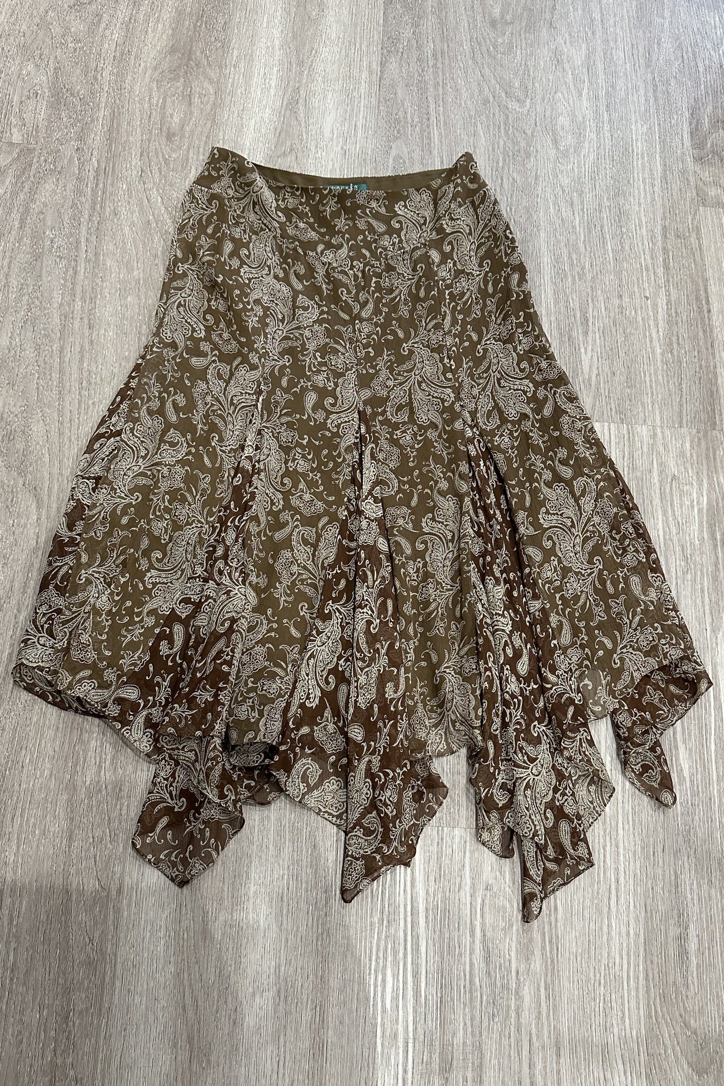 Vintage Ralph Lauren Paisley Handkerchief-hem Maxi Skirt