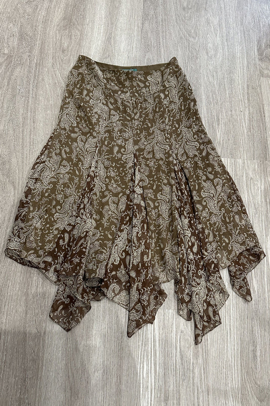 Vintage Ralph Lauren Paisley Handkerchief-hem Maxi Skirt