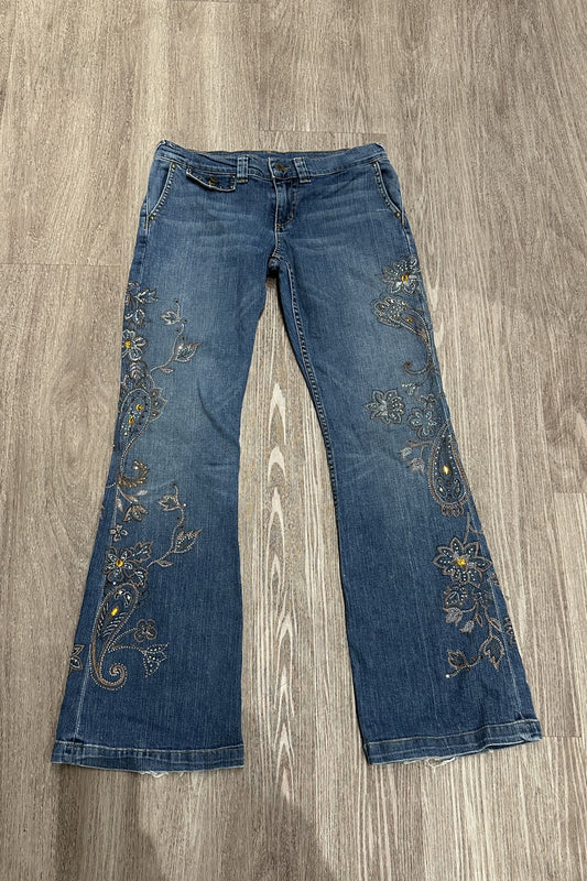 Vintage Embroidered Low Rise Bootcut X2 Floral Gem Jeans