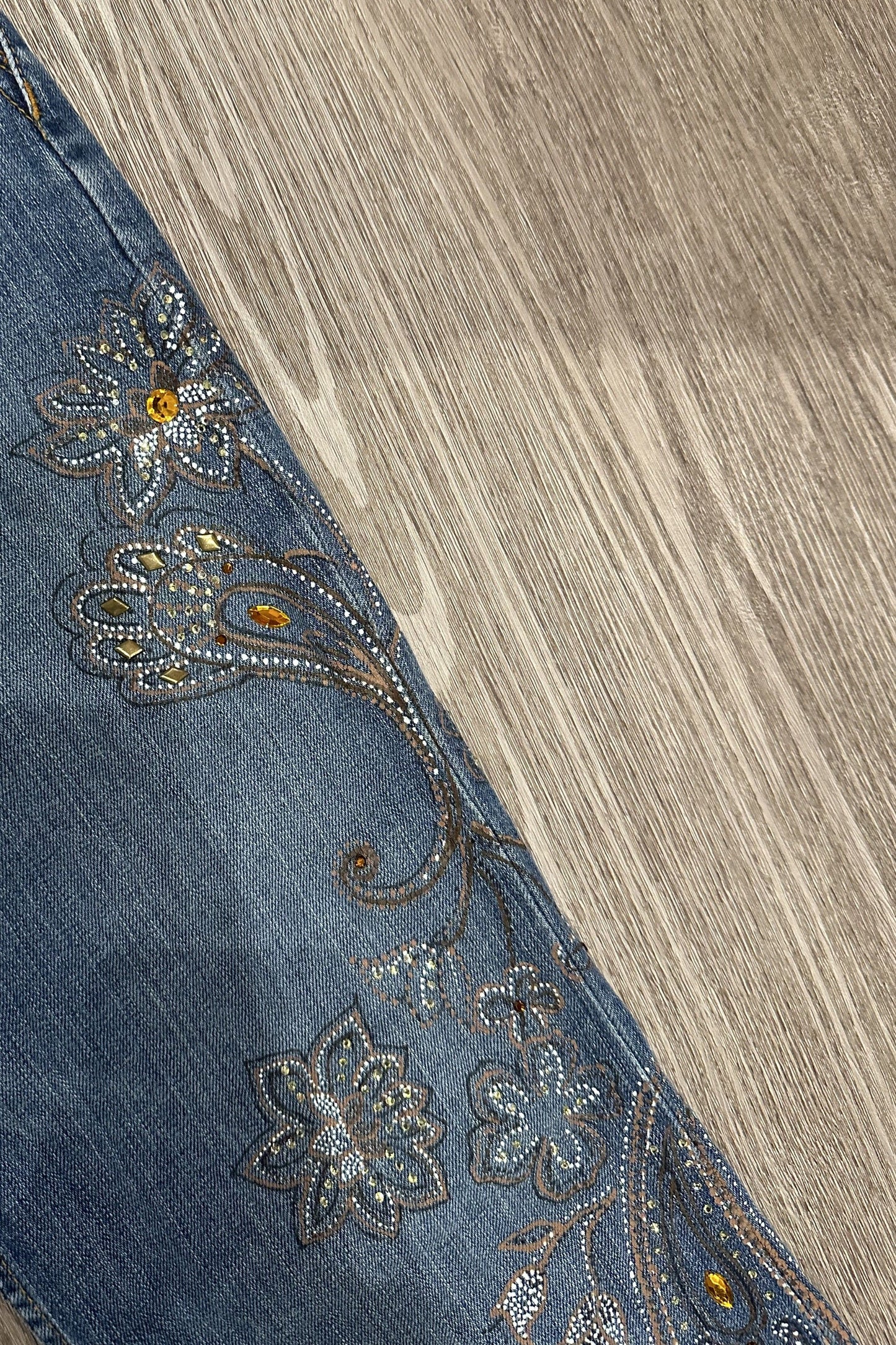Vintage Embroidered Low Rise Bootcut X2 Floral Gem Jeans