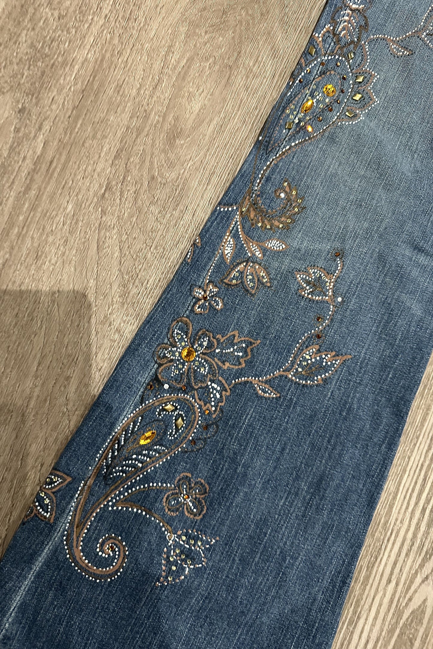 Vintage Embroidered Low Rise Bootcut X2 Floral Gem Jeans
