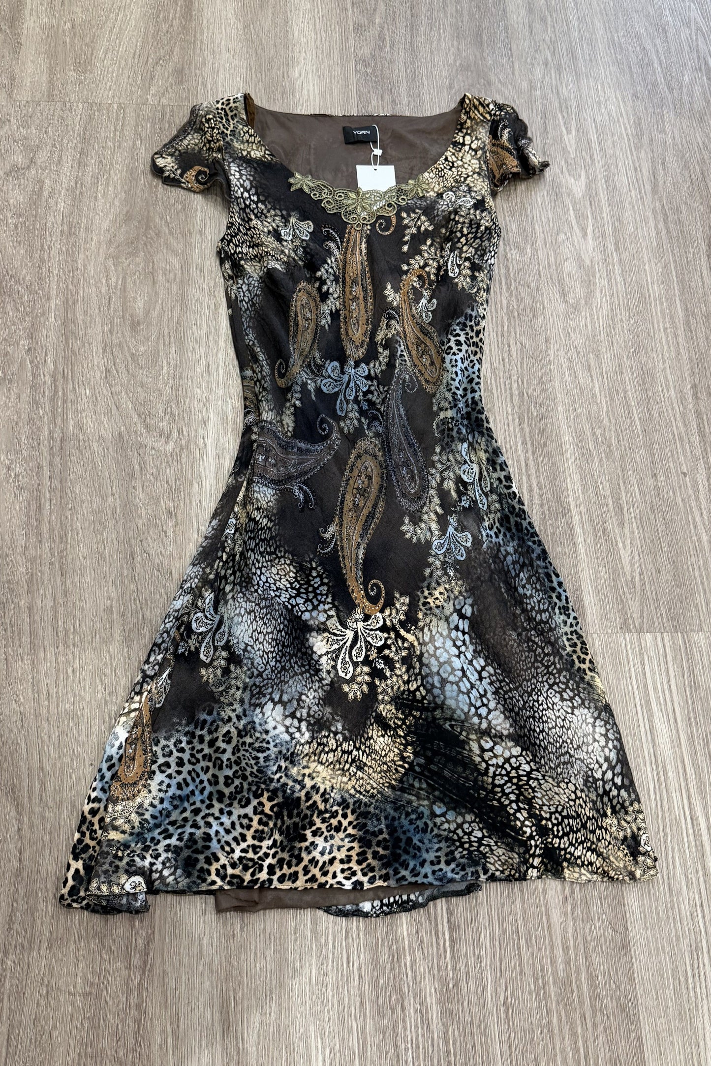 Vintage YORN Floral/Animal Print Midi Dress