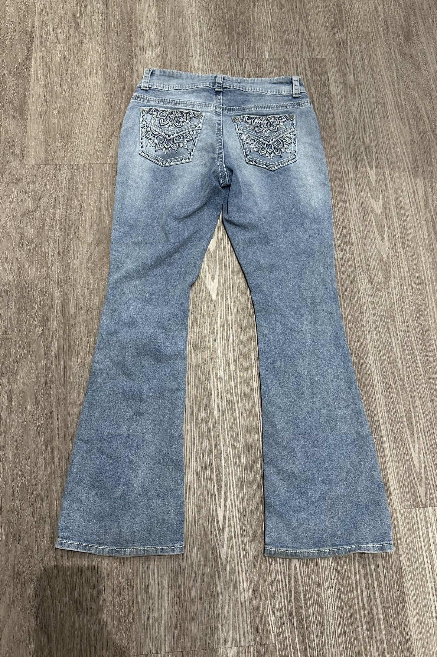 Vintage Embroidered Low Rise Bootcut Gemma Rae Floral Gem Jeans