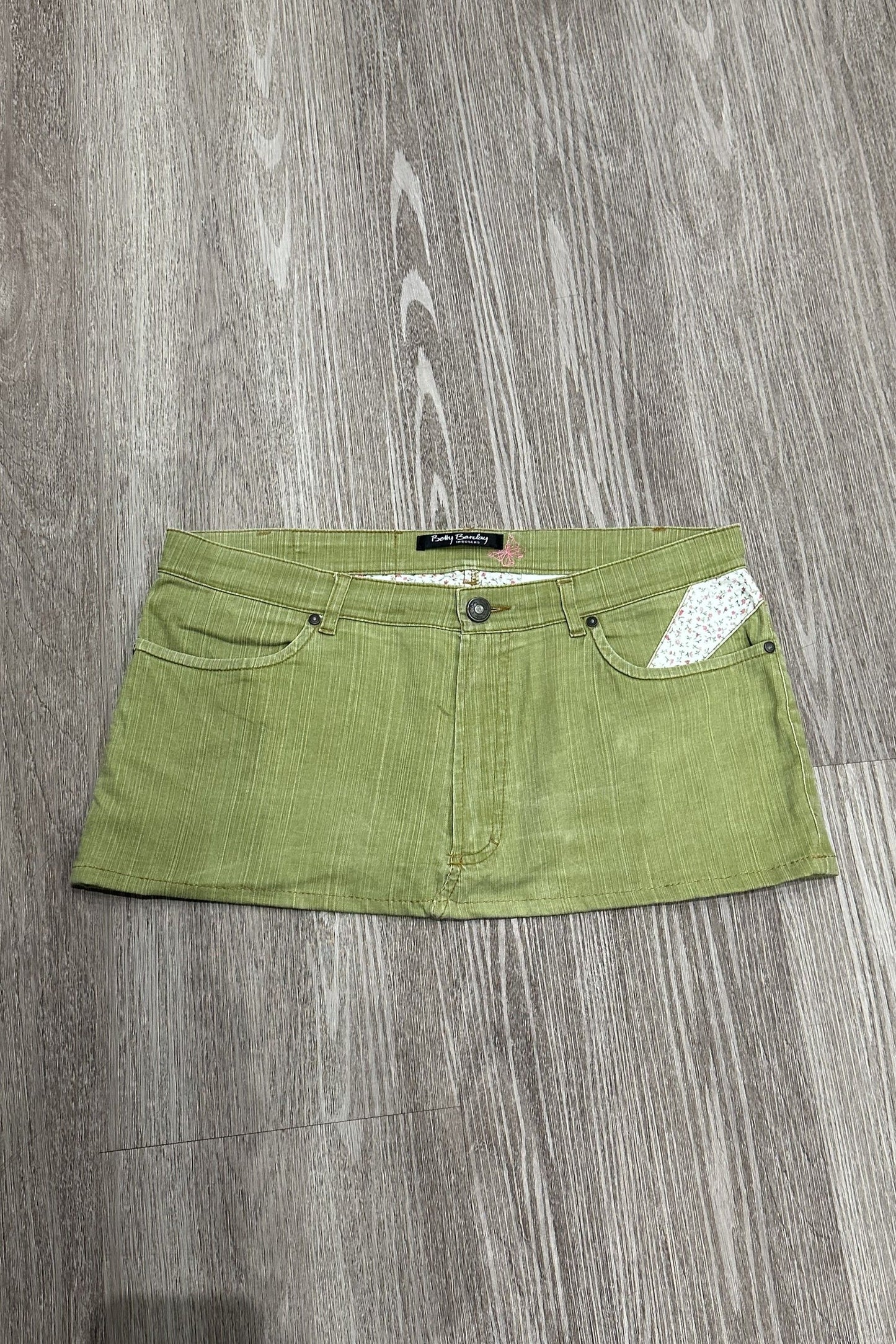 Vintage Betty Barclay Floral Denim Mini Skirt Green