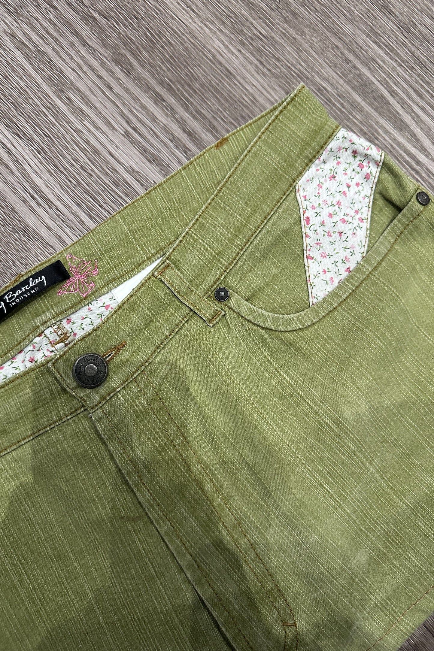 Vintage Betty Barclay Floral Denim Mini Skirt Green