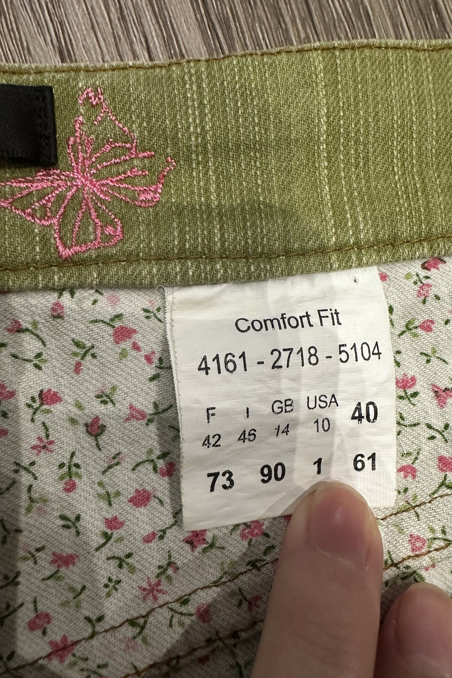 Vintage Betty Barclay Floral Denim Mini Skirt Green