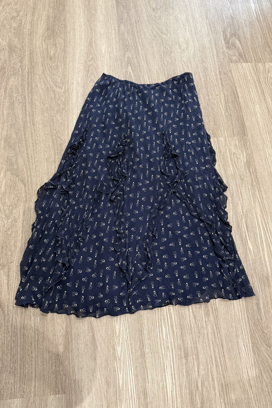 Vintage Ralph Lauren Ruffle Maxi Skirt Navy