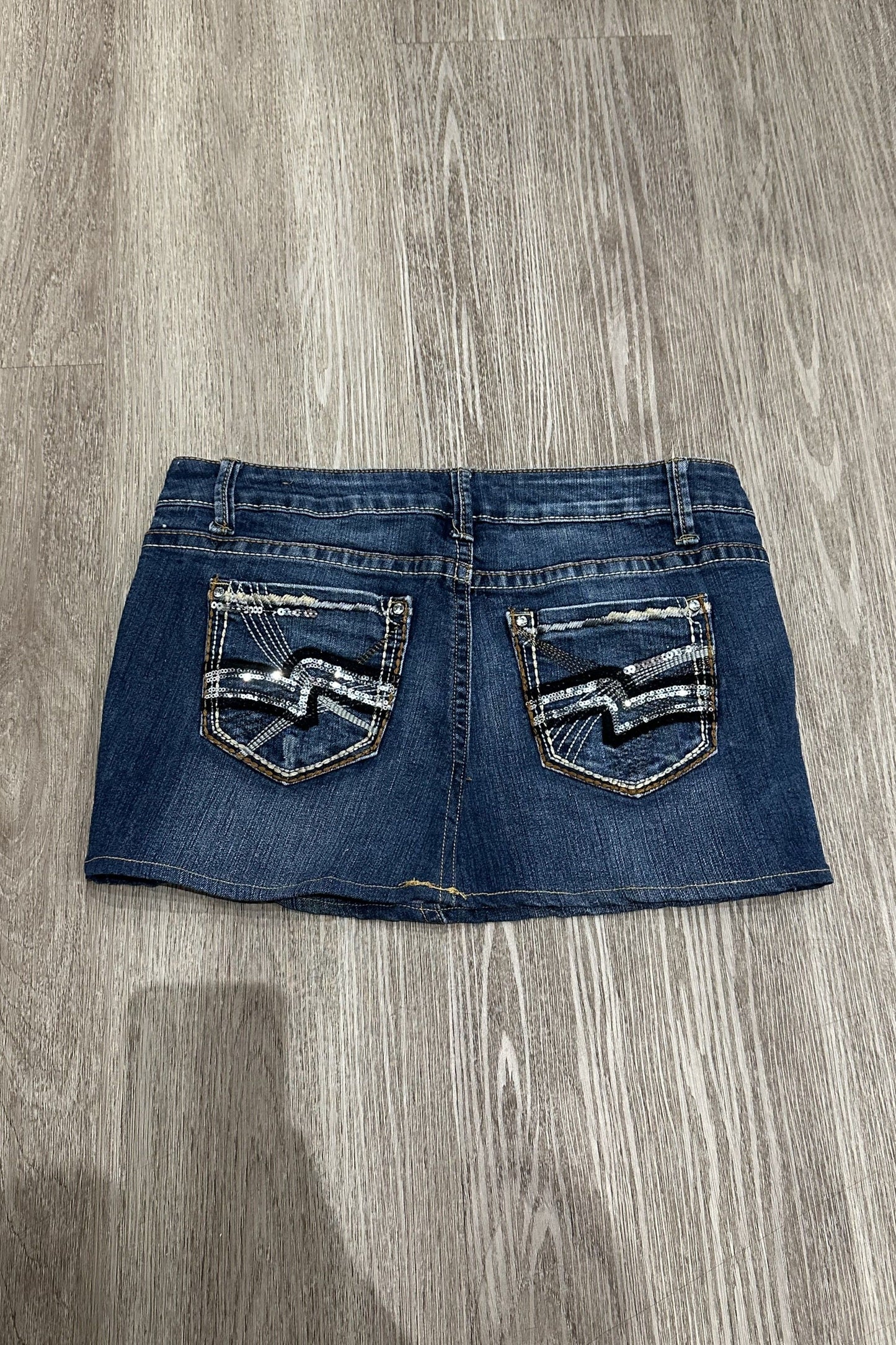 Vintage rue 21 Embroidered Sequin Denim Mini Skirt