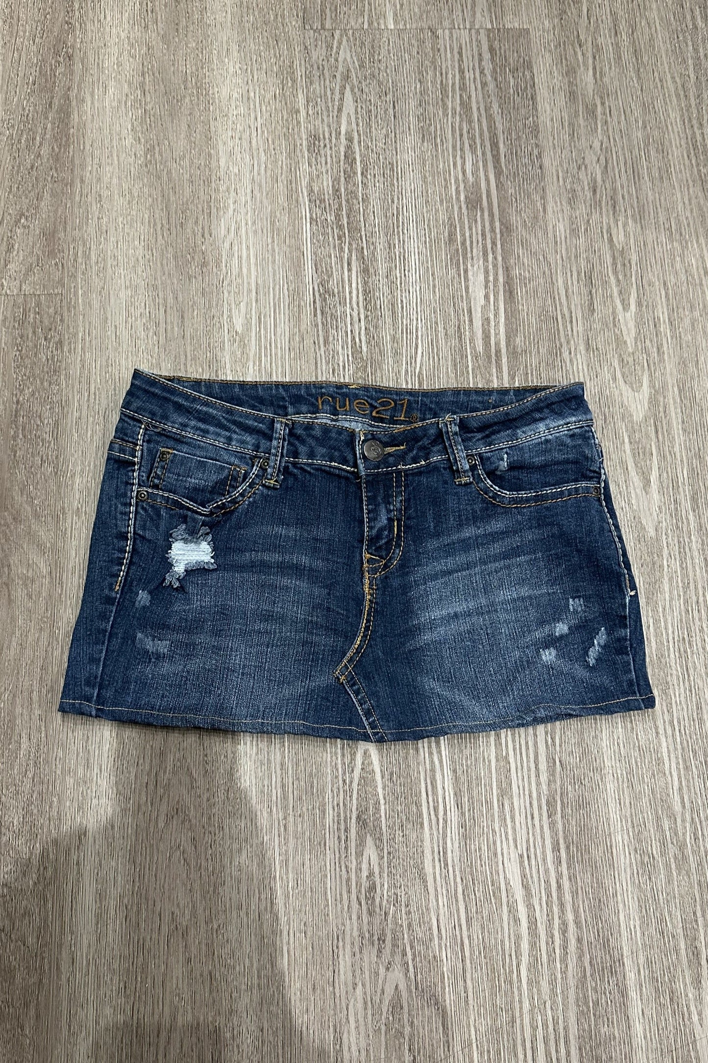 Vintage rue 21 Embroidered Sequin Denim Mini Skirt